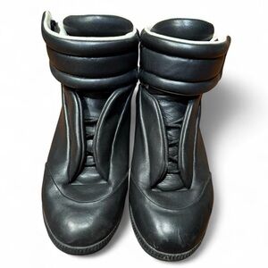 Maison Margiela Future Black Leather High Top Sneakers 46